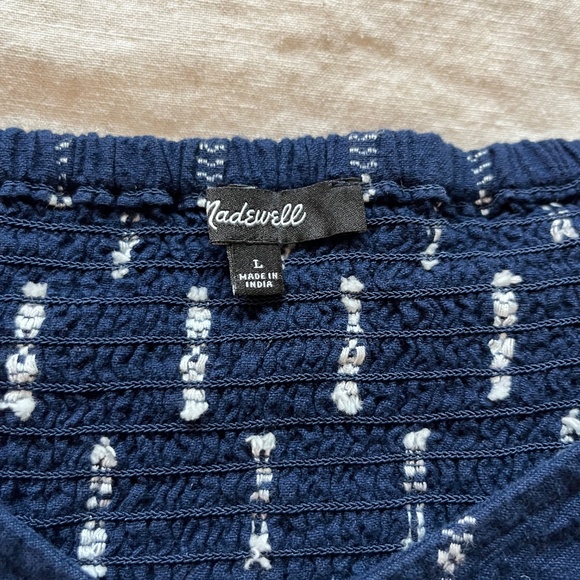 Madewell Navy Blue Blouse with White Pattern - Picture 2 of 3